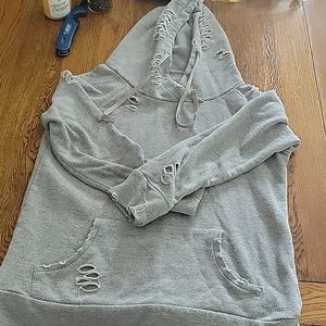 Chelsea DeBoer Lily and lottie distressed hooded grey sweatshirt size lg